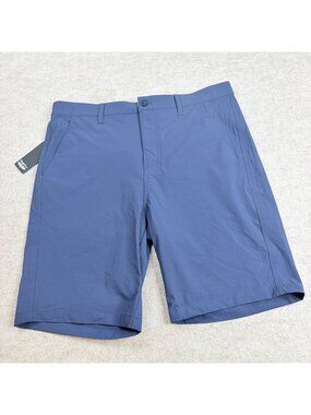 Straight Down Shorts 32 Blue Solid Chino Performance Tommy Short NEW